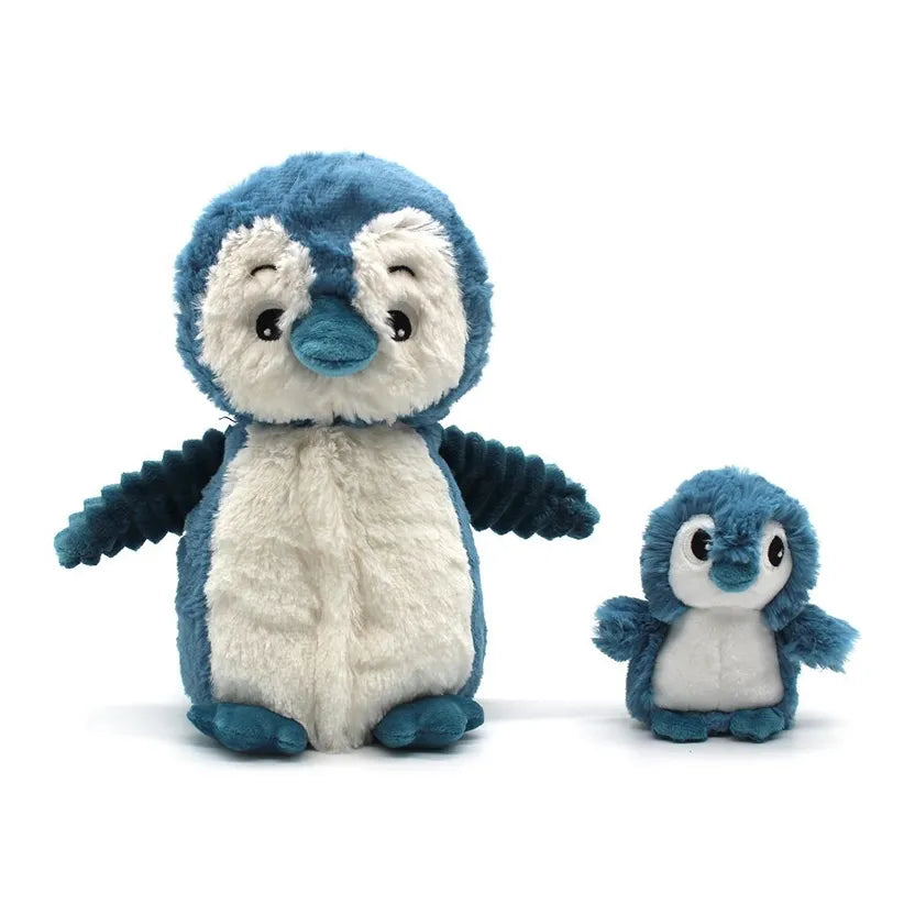 LES PTIPOTOS - PELUCHE IGLOU LE PINGOUIN MAMAN ET BEBE BLEU - 25CM