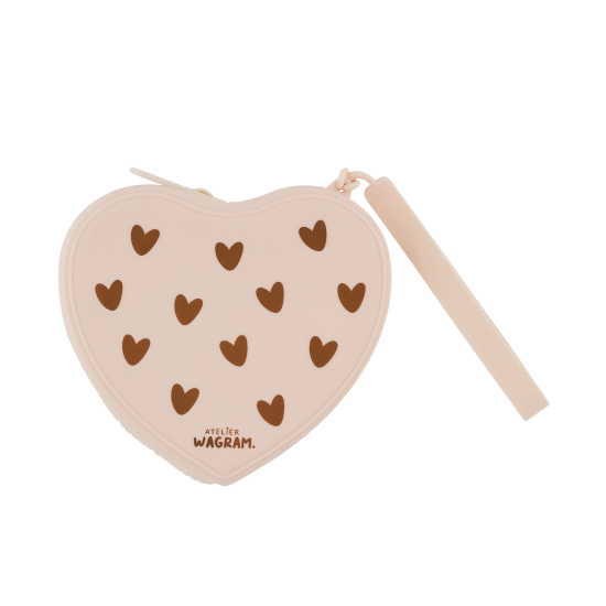 Pochette coeur en silicone - Crème