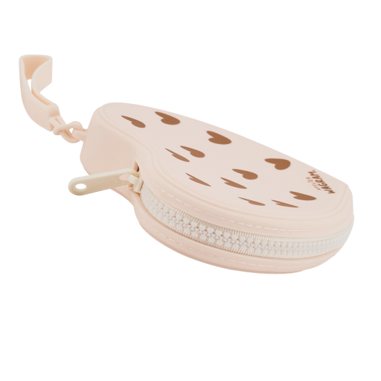 Pochette coeur en silicone - Crème