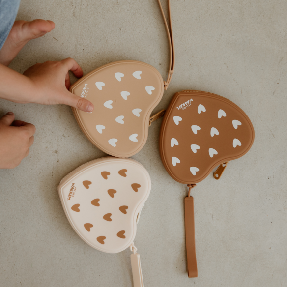 Pochette coeur en silicone - Caramel