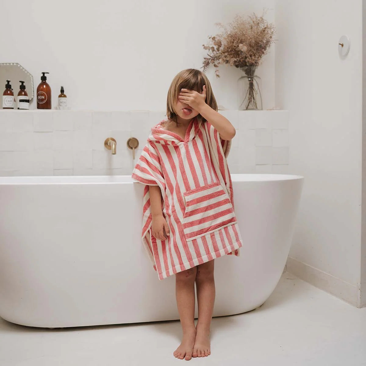 Poncho de bain Suzon - Rayures Strawberry 4-6 ans