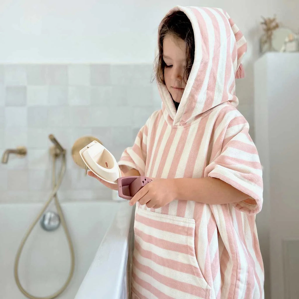 Poncho de bain Suzon Rayures light pink 1-3 ans