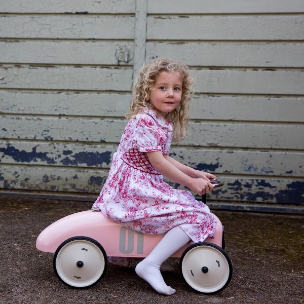 porteur voiture vintage rose tendre