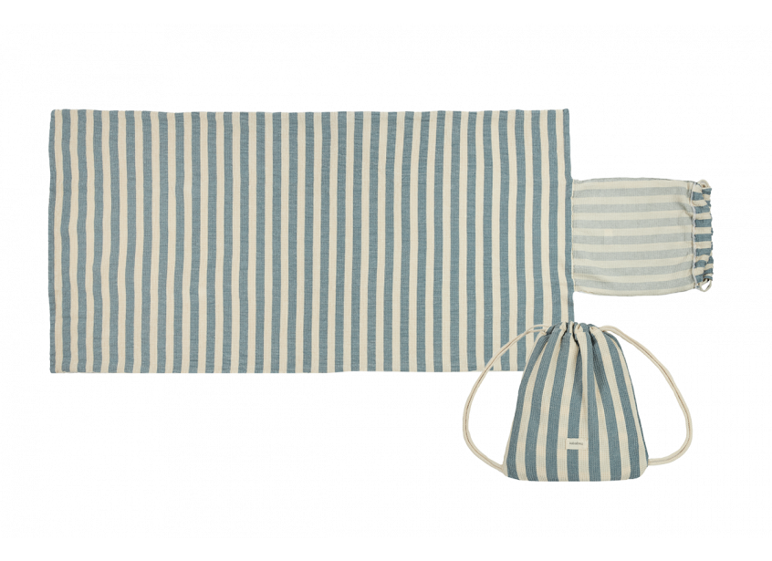 Ensemble serviette de plage et sac Portofino • Rayures bleues