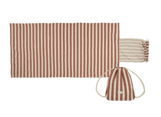Ensemble serviette de plage et sac Portofino • Rayures rouges rouille