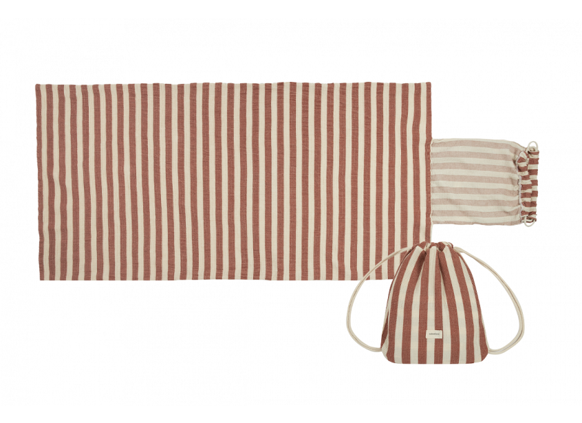 Ensemble serviette de plage et sac Portofino • Rayures rouges rouille