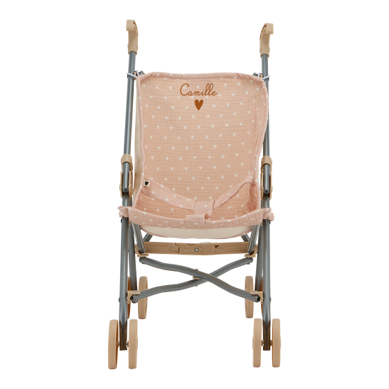 Poussette gaze - Beige petits coeurs