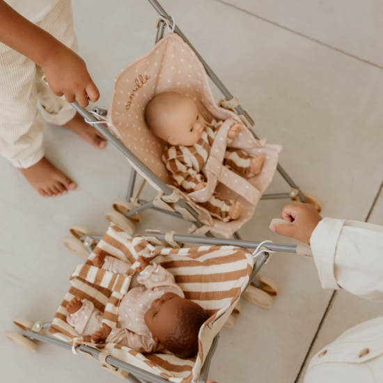 Poussette gaze - Beige petits coeurs