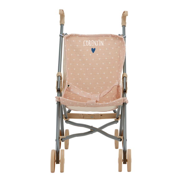 Poussette gaze - Beige petits coeurs