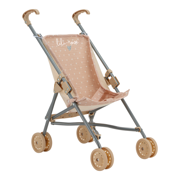 Poussette gaze - Beige petits coeurs