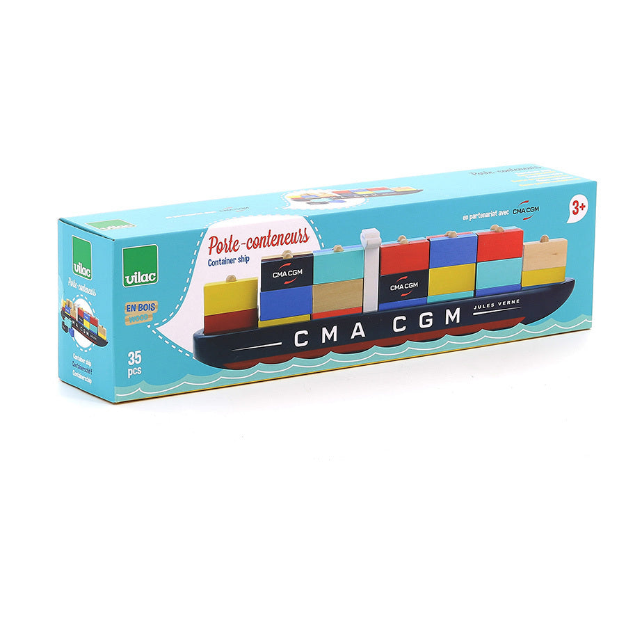 Bateau porte-conteneurs en bois, Jules Verne - CMA-CGM - Vilac