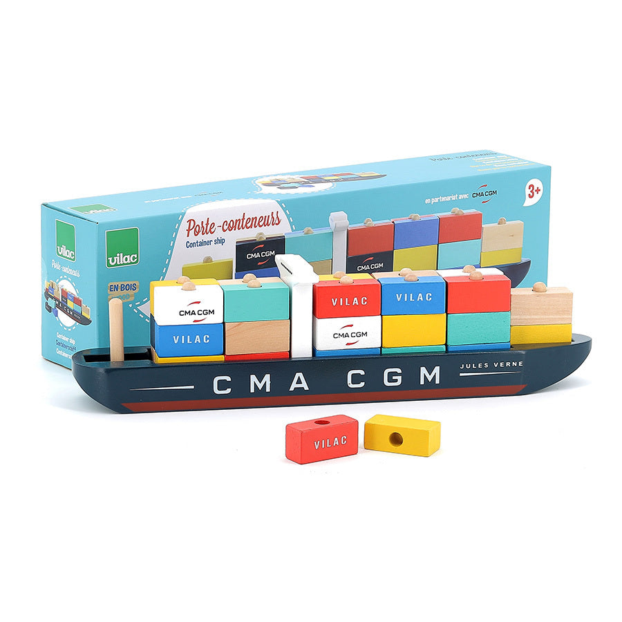 Bateau porte-conteneurs en bois, Jules Verne - CMA-CGM - Vilac