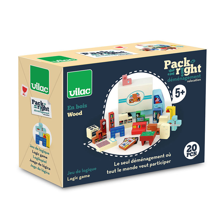 Jeu de logique en bois, Pack it right Le déménagement - Vilac