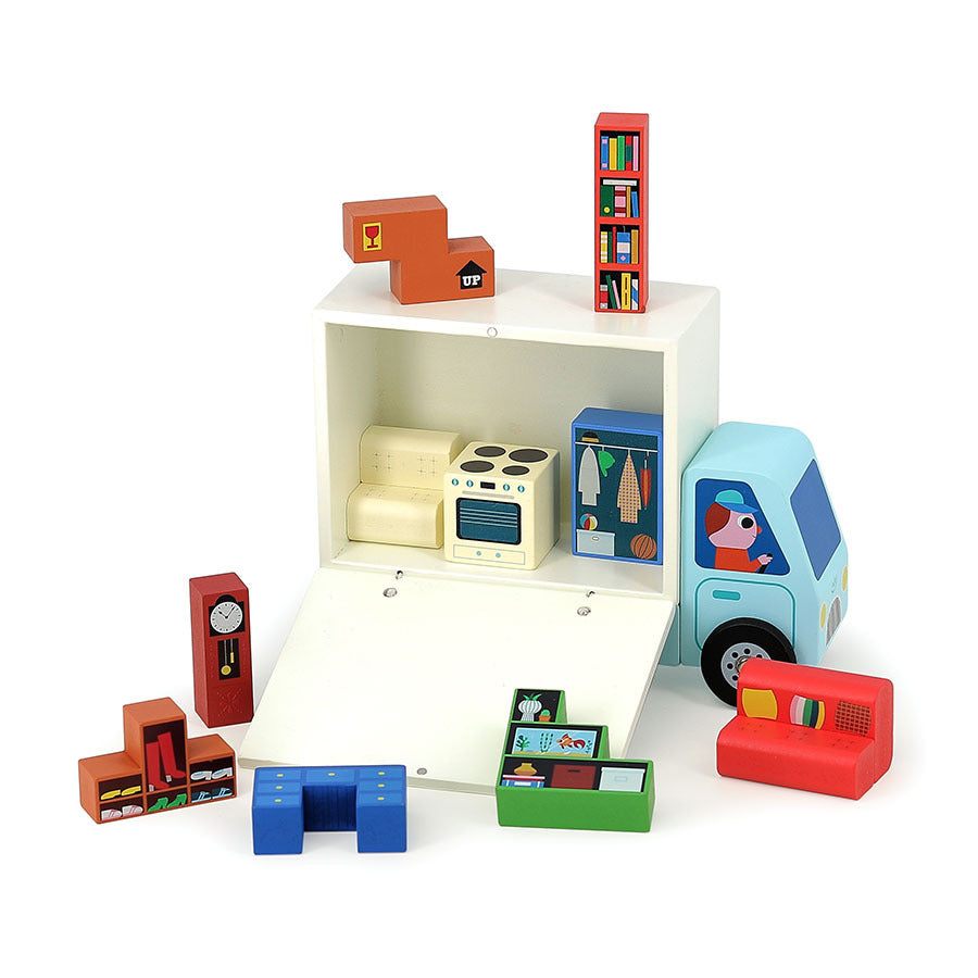 Jeu de logique en bois, Pack it right Le déménagement - Vilac