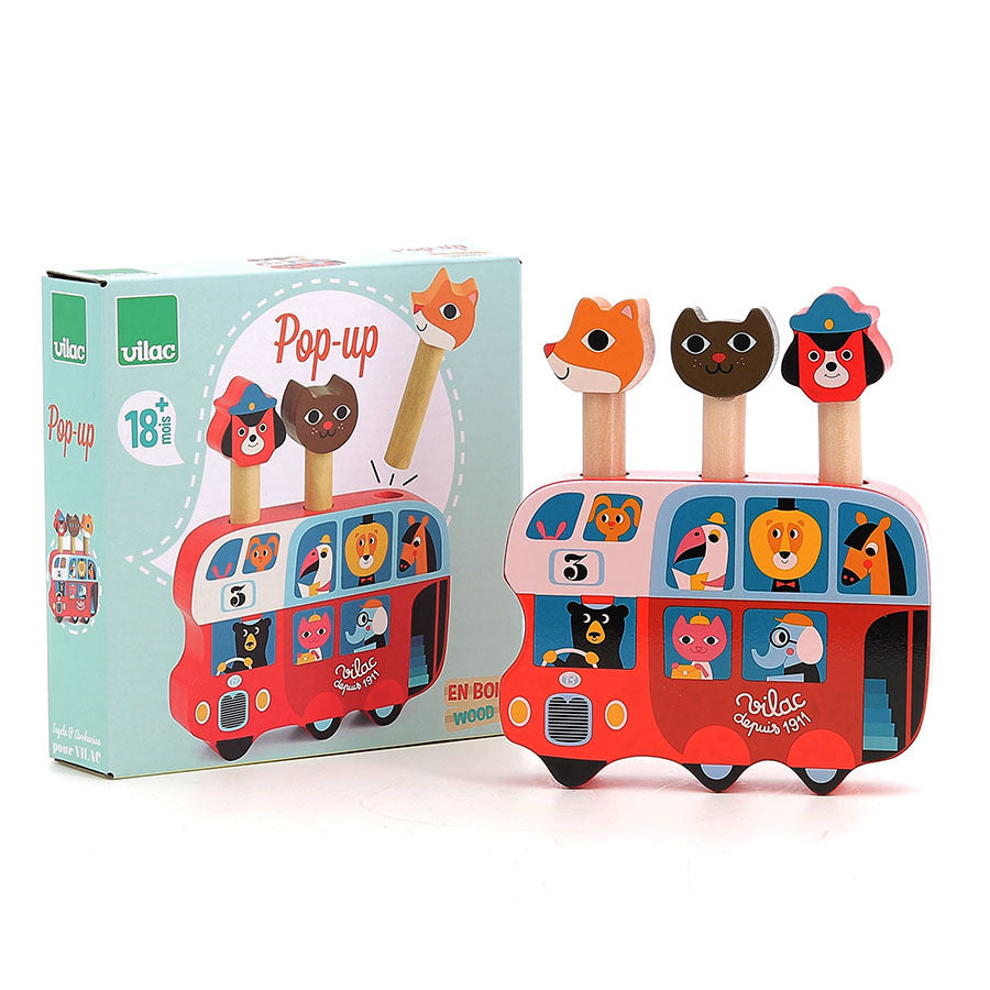 Pop-up en bois, Autobus anglais - Vilac