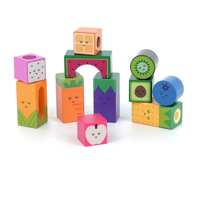 Cubes sonores en bois, Fruits et légumes - Vilac