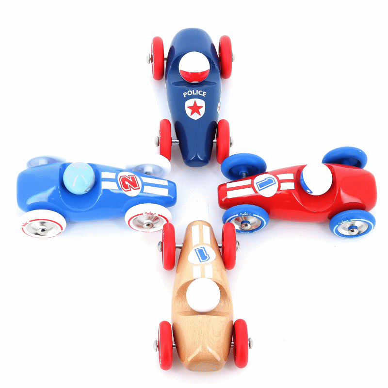 Voiture en bois, Course - Grand modèle bleu - Vilac