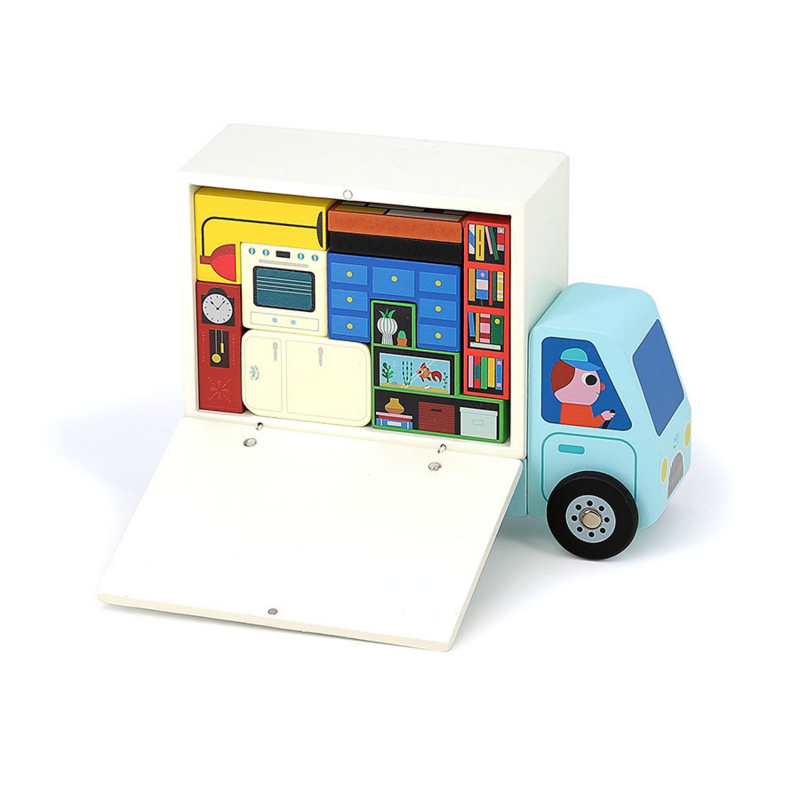 Jeu de logique en bois, Pack it right Le déménagement - Vilac