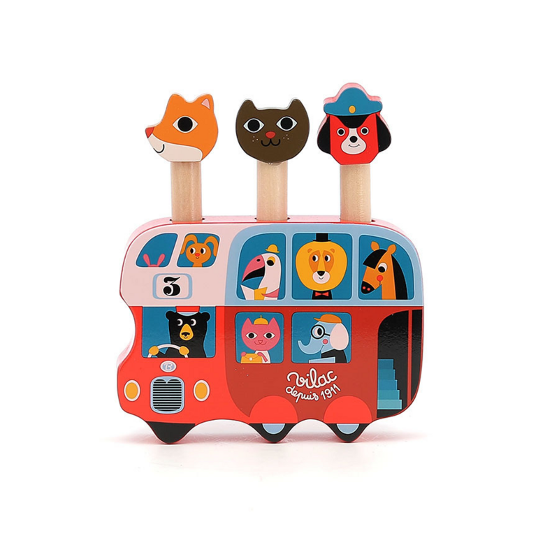 Pop-up en bois, Autobus anglais - Vilac