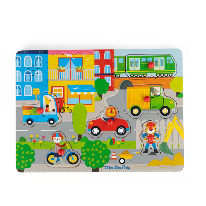 Puzzle sonore ville en bois