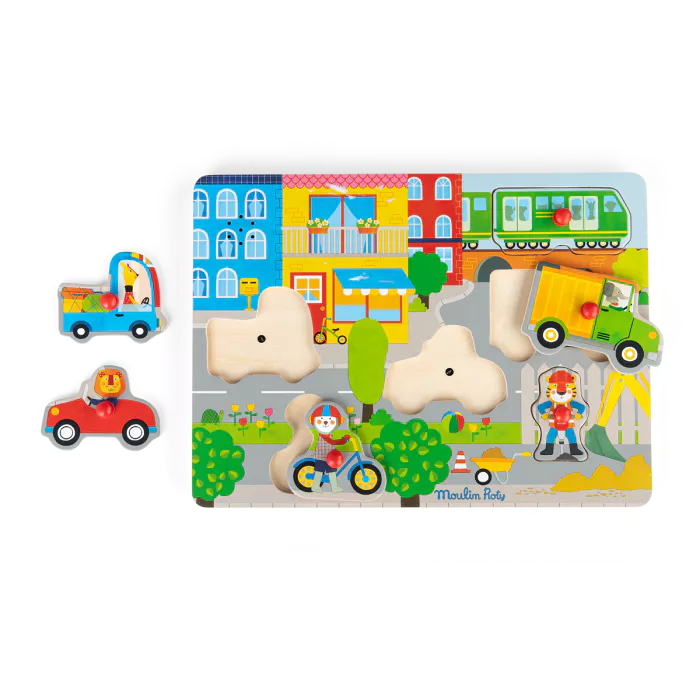 Puzzle sonore ville en bois