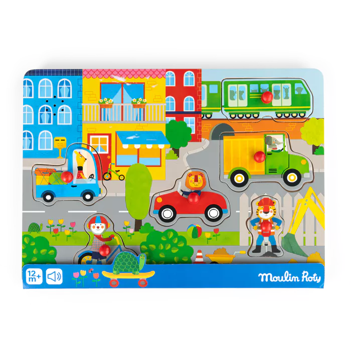 Puzzle sonore ville en bois