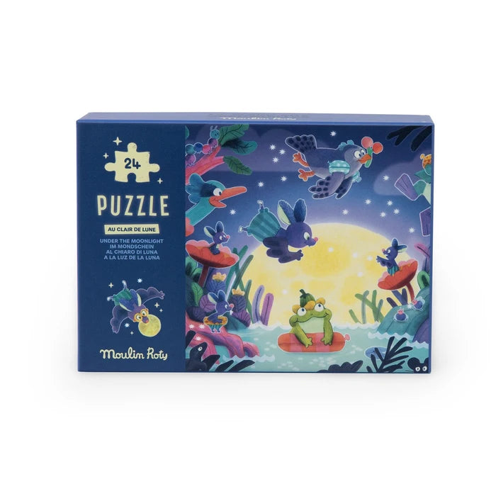 PUZZLE PHOSPHORESCENT AU CLAIR DE LUNE 24 PIECES LA MARE AUX GRENOUILLES