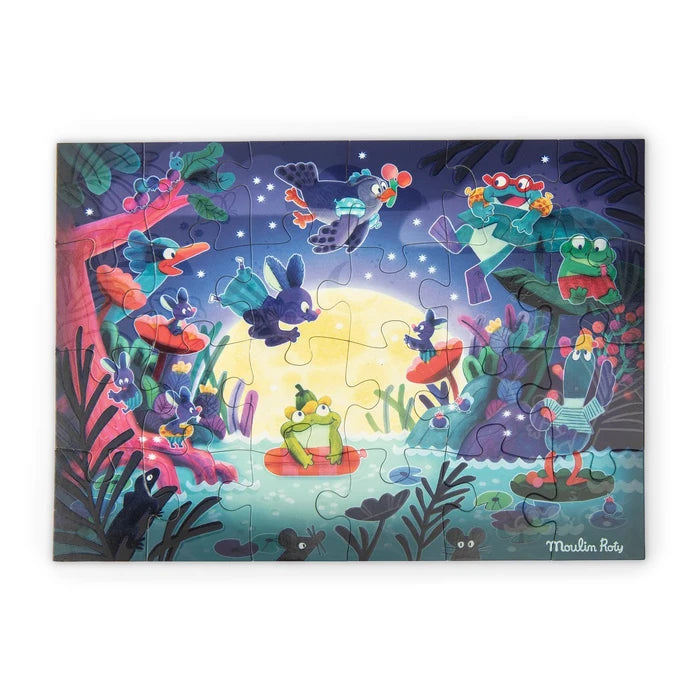 PUZZLE PHOSPHORESCENT AU CLAIR DE LUNE 24 PIECES LA MARE AUX GRENOUILLES