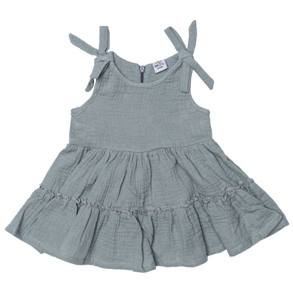 Robe bretelles à étages vert de gris