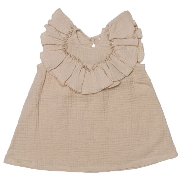Robe évasée à petites manches en gaze de coton