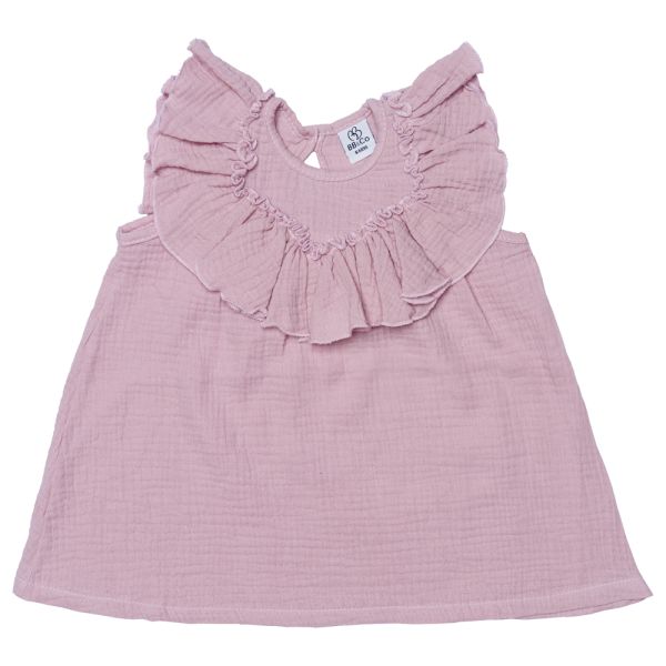 Robe évasée à petites manches en gaze de coton