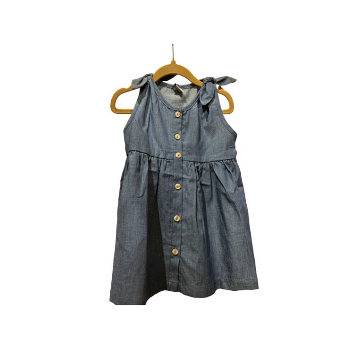 Robe boutonnée sans manches Chambray bleu
