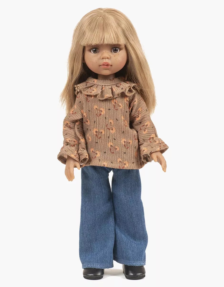 Amigas – Ensemble top blouse Rosalie en crépon Éloïse et jean bleu foncé