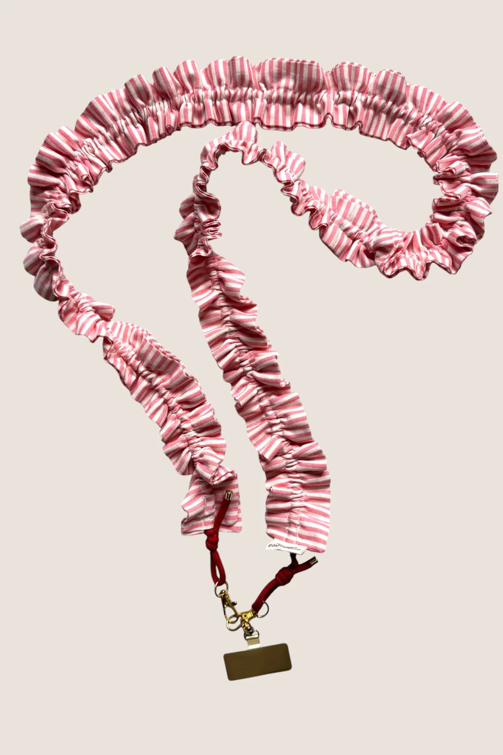 Cordon téléphone à froufrous Rayure rose – Maison PoumPoum