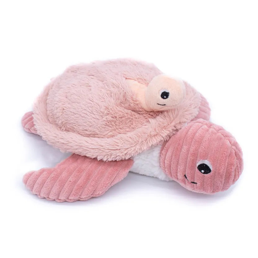 LES PTIPOTOS - PELUCHE SAUVENOU LA TORTUE MAMAN & BEBE ROSE - 30CM