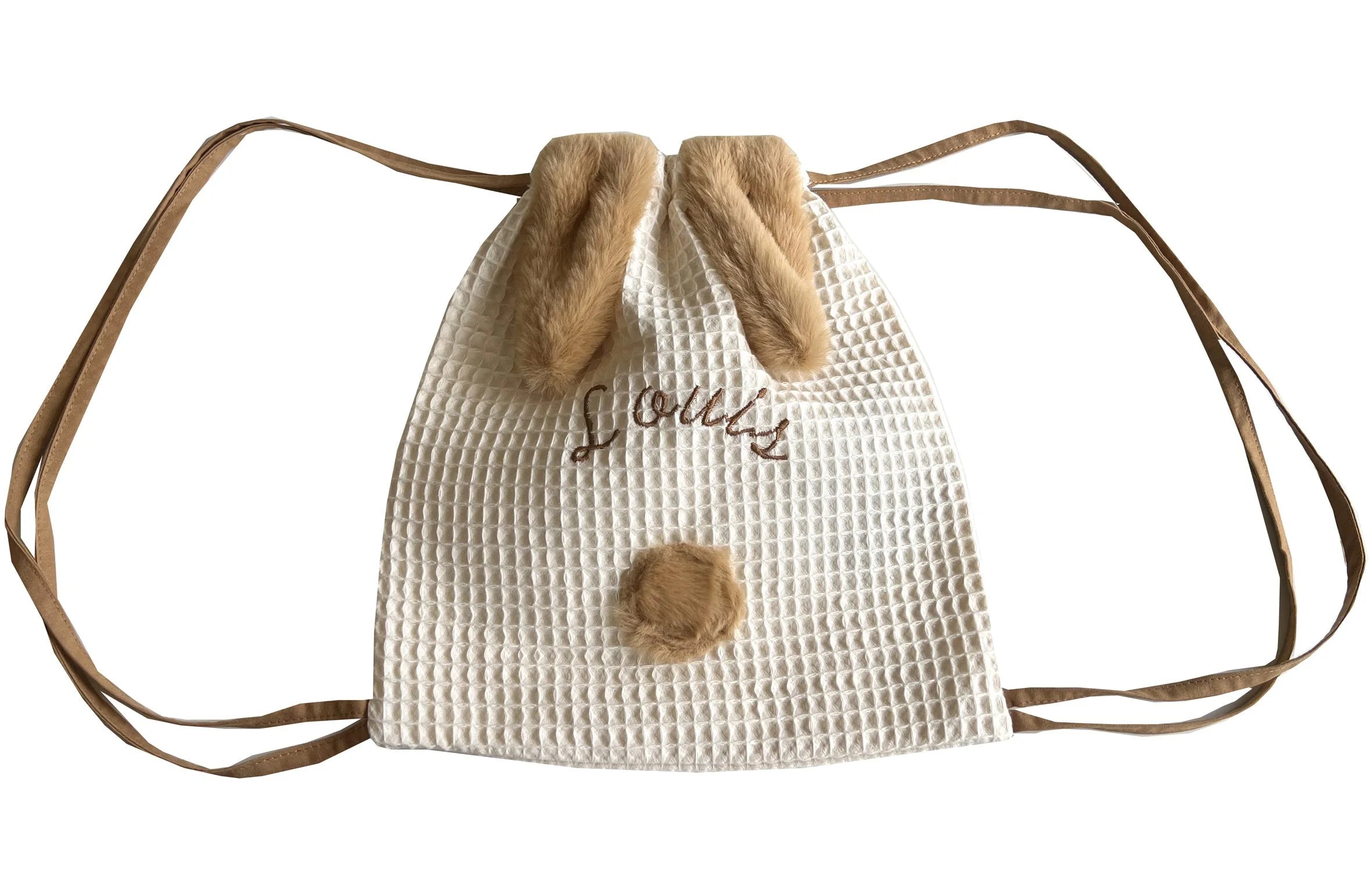 BB&Co – Sac à dos lapin en nid d’abeille – écru / noisette - BB&Co