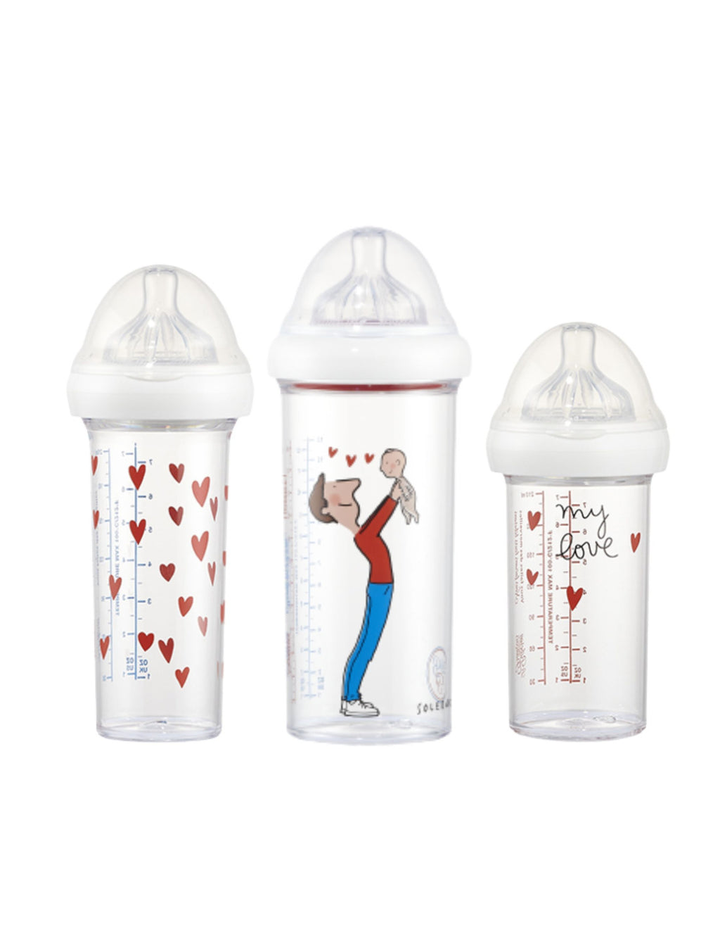 Set de 3 biberons - Papa et bébé by Soledad