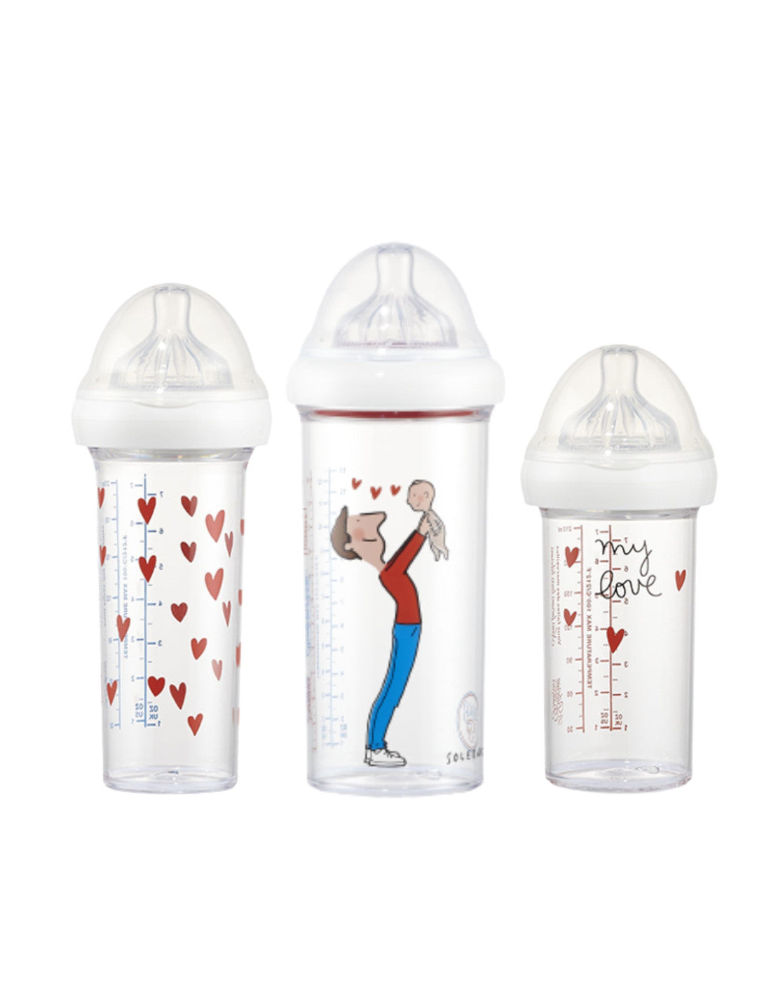 Set de 3 biberons - Papa et bébé by Soledad