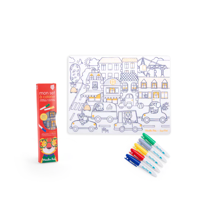 Set en silicone à colorier + 5 feutres - Les Popipop