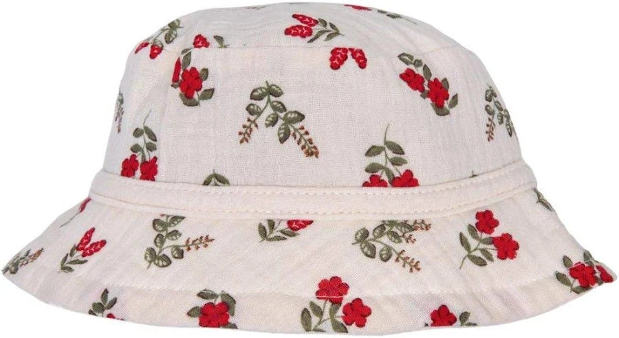 Bob mixte doublé en gaze de coton - Fleurs avec liens