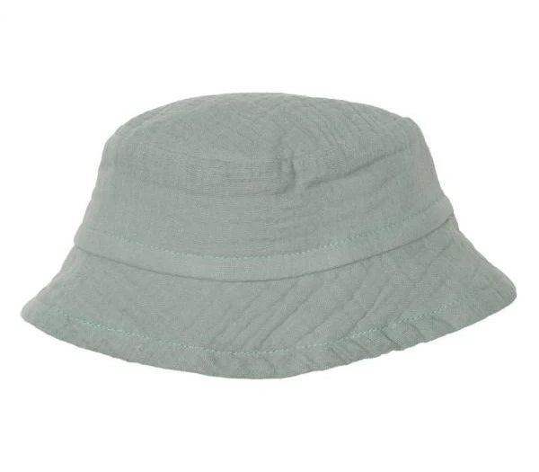 Bob mixte doublé en gaze de coton - Vert de gris