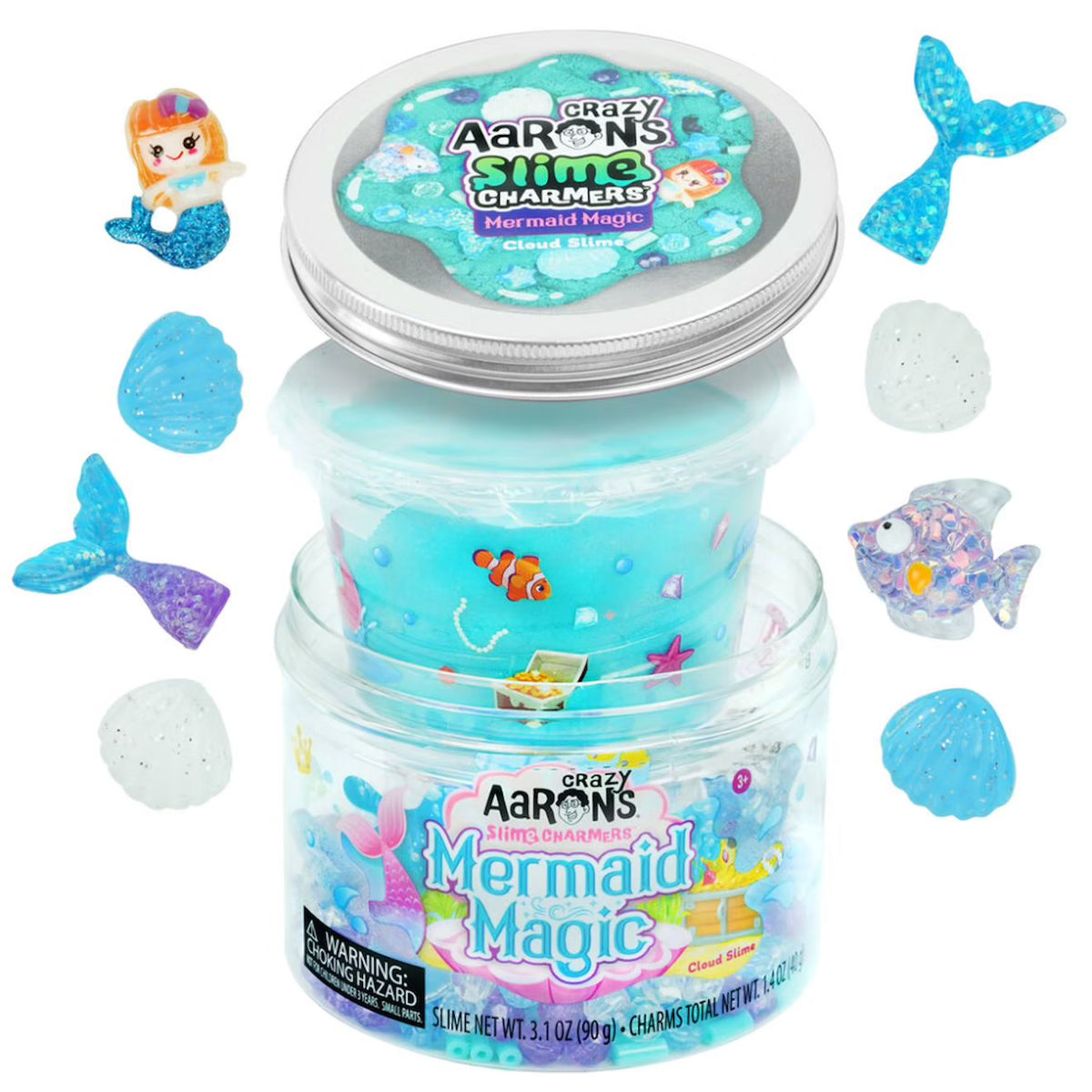 Slime nuageux Mermaid Magic avec charms sirène – Crazy Aaron’s - bleu