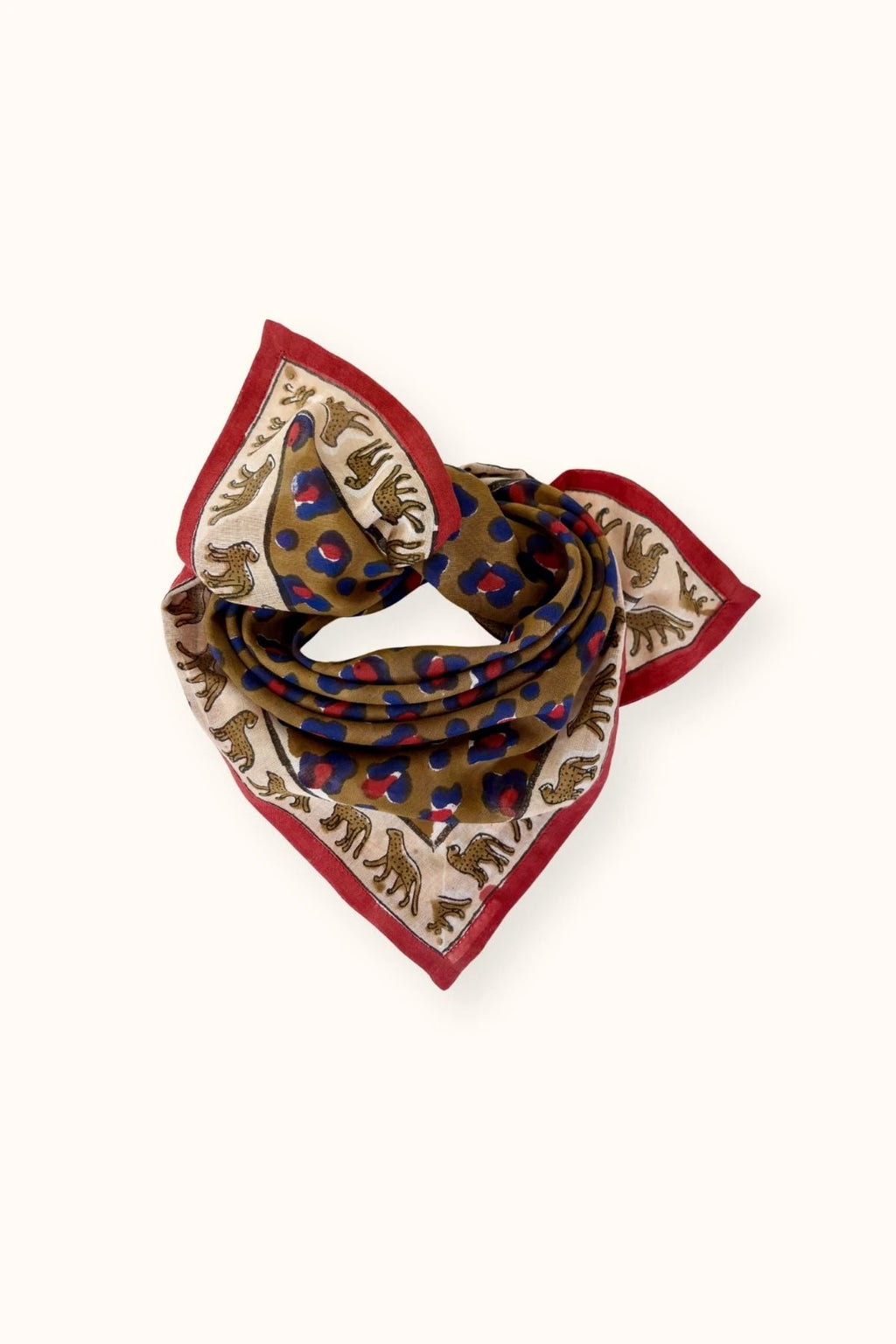 Small Foulard en coton Dupitta - LÉOPARD FIRE