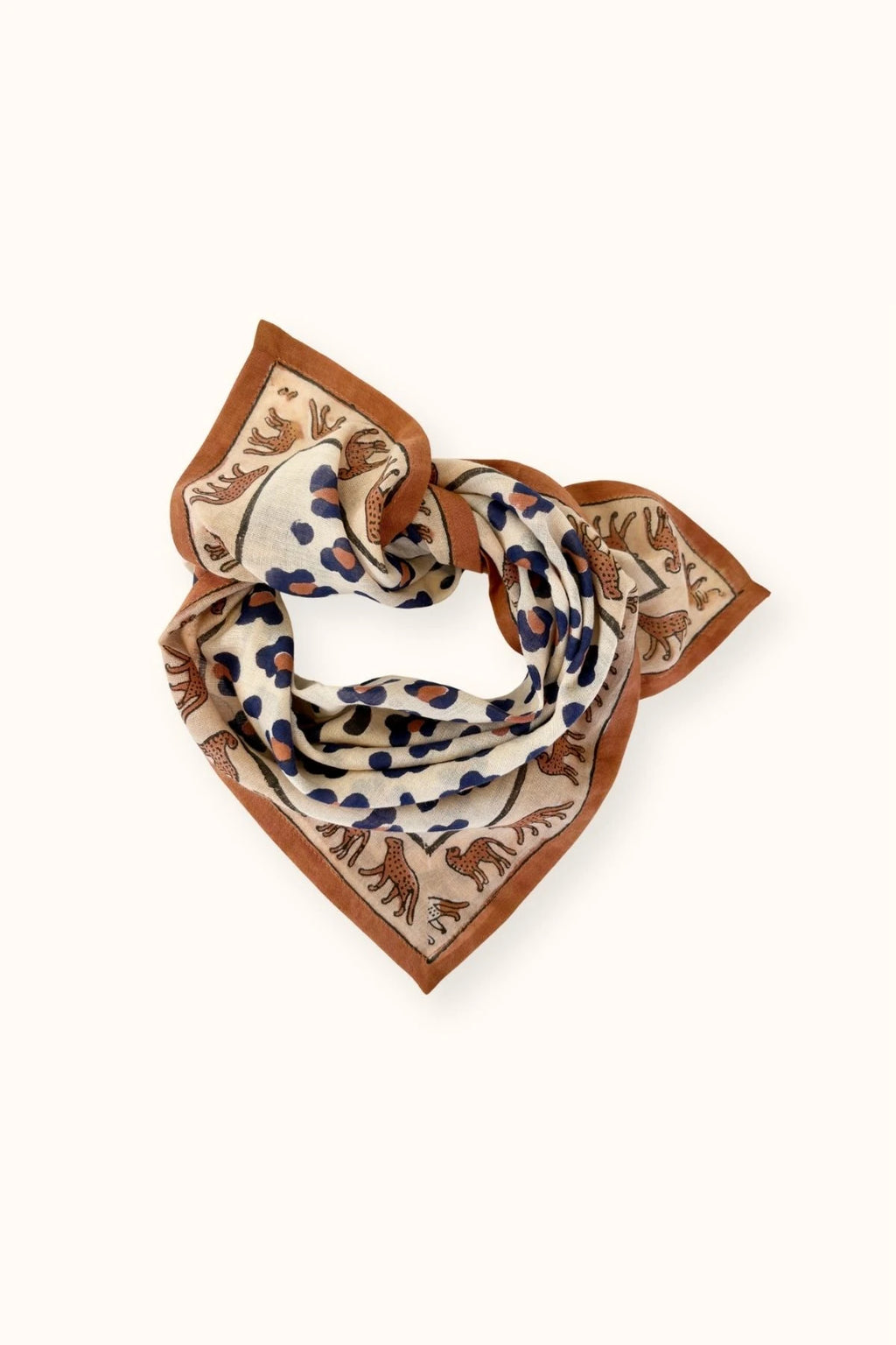 Small Foulard en coton Dupitta - LÉOPARD RUST