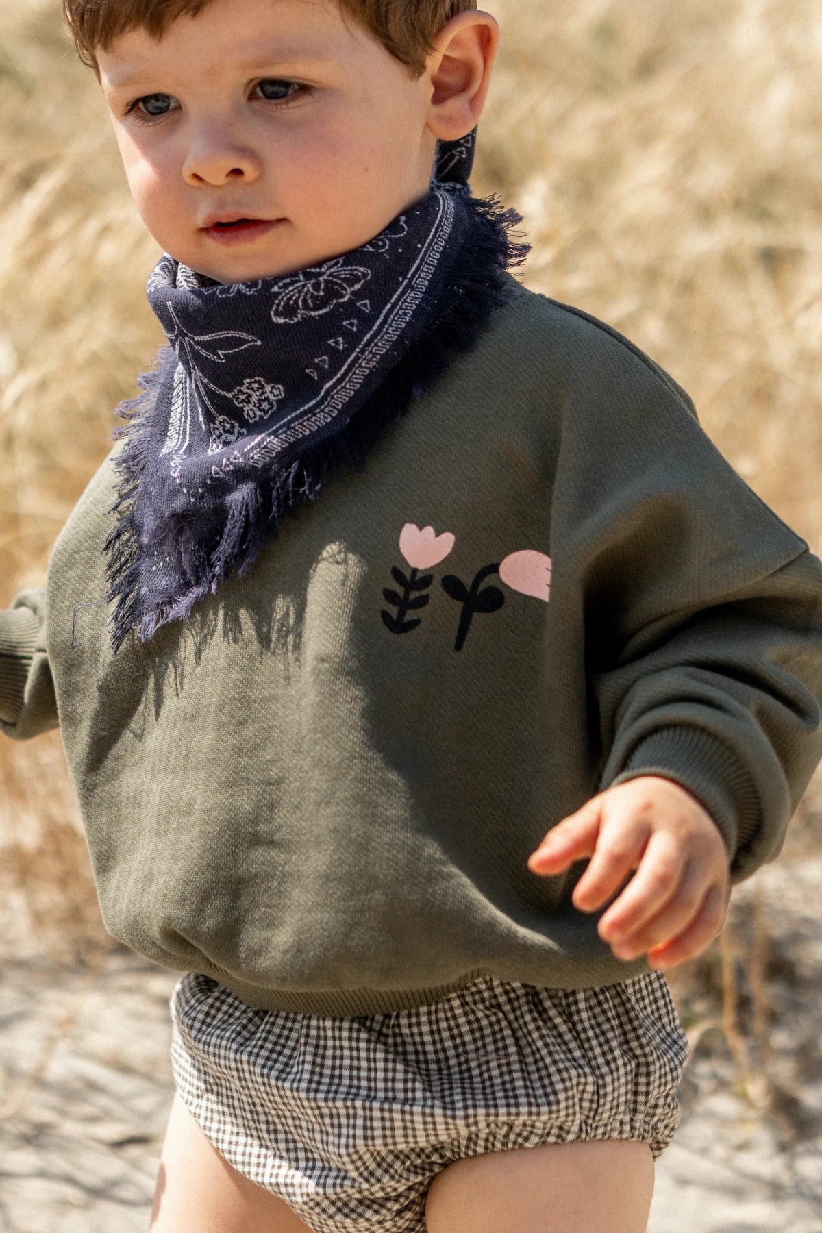 Petit Foulard Laine Asha "Iroquois" - Orage
