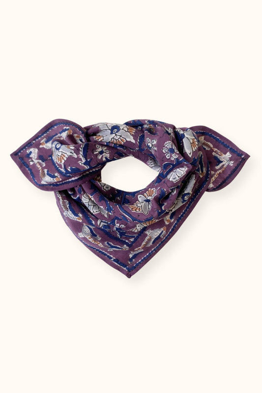 Small Foulard Manika "Bird" Prune