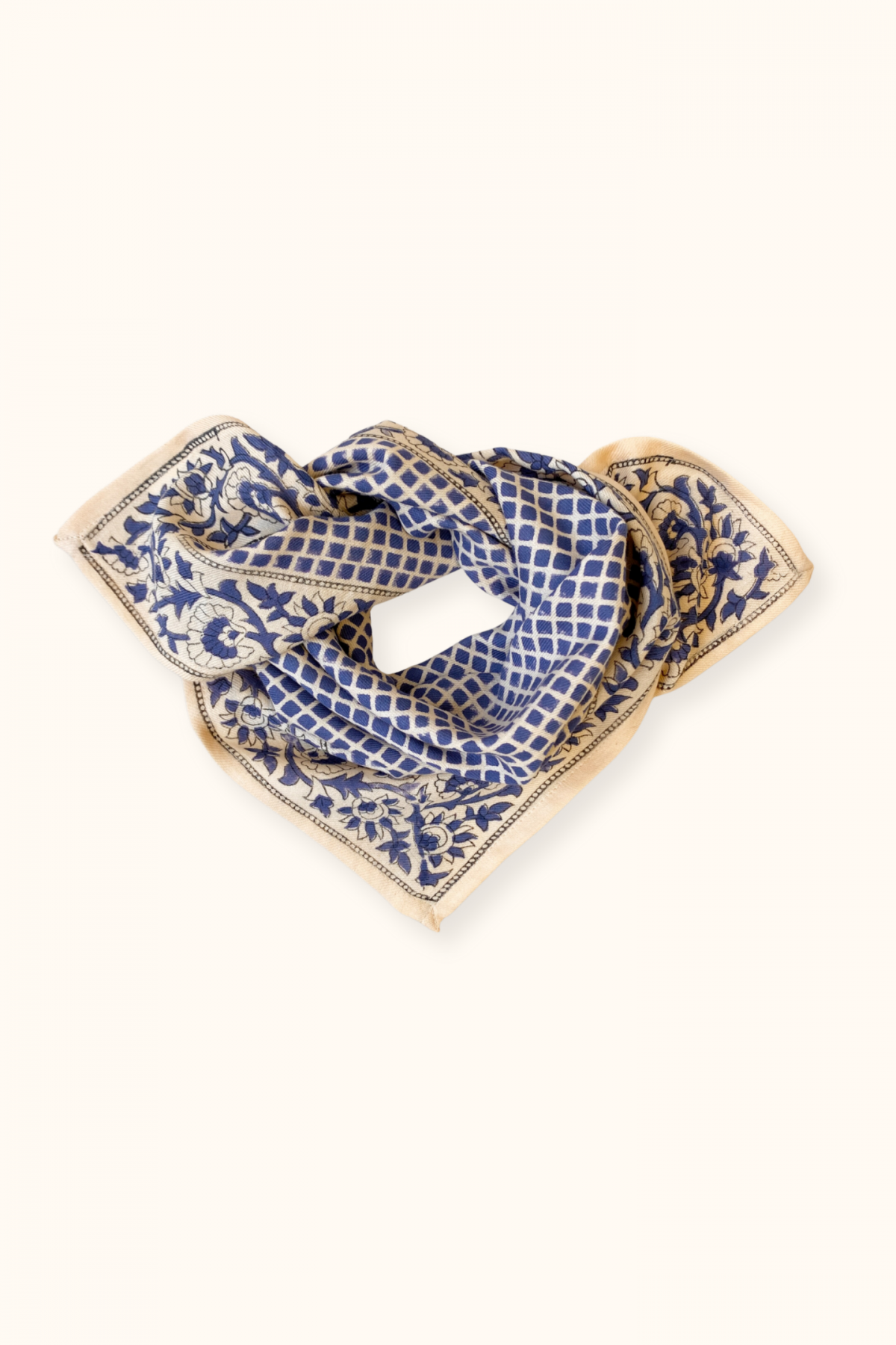 Small Foulard Manika "Mosaïc" navy blue