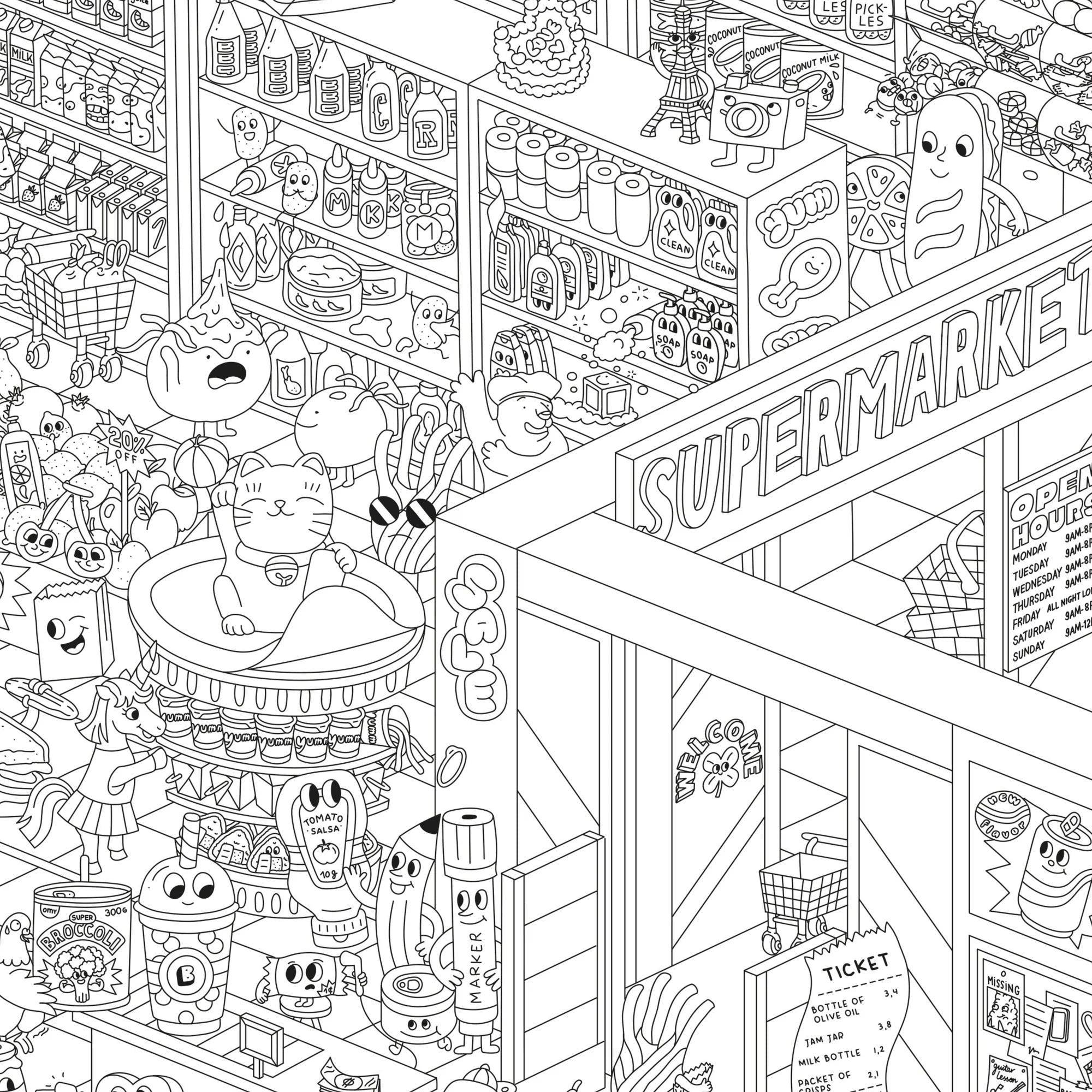 Super Market - Poster géant à colorier