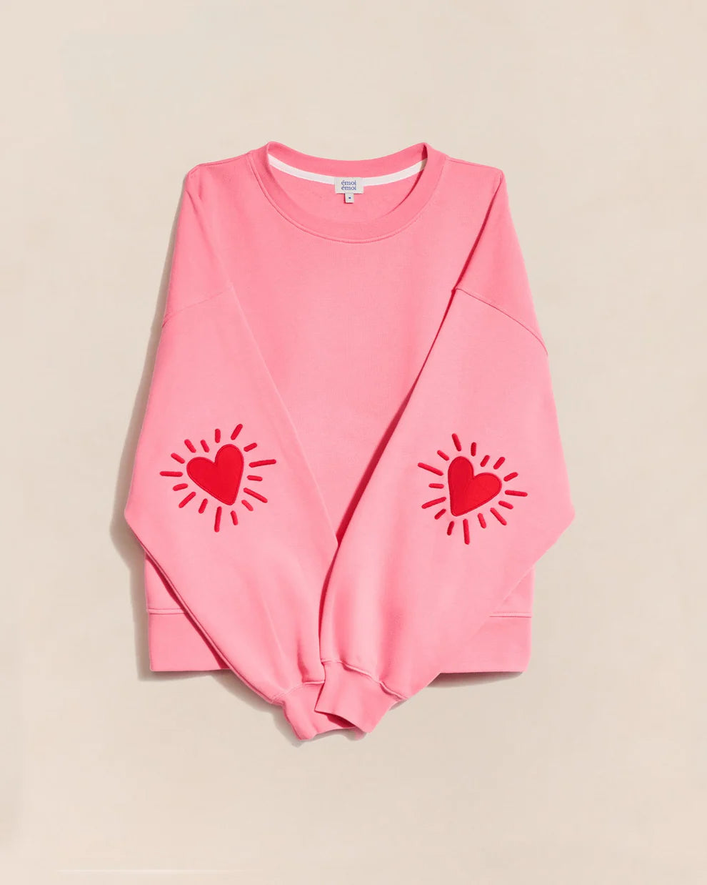 Le sweat - Coeur solaire femme avec coudières en coton bio - rose