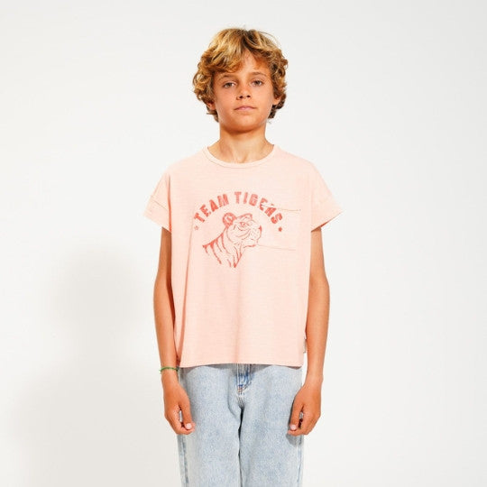 T-shirt rose avec imprimé tigre